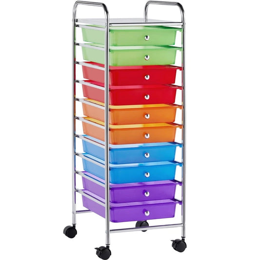 Heavy Duty 10 Drawer Rolling Storage Organizing Cart image 0