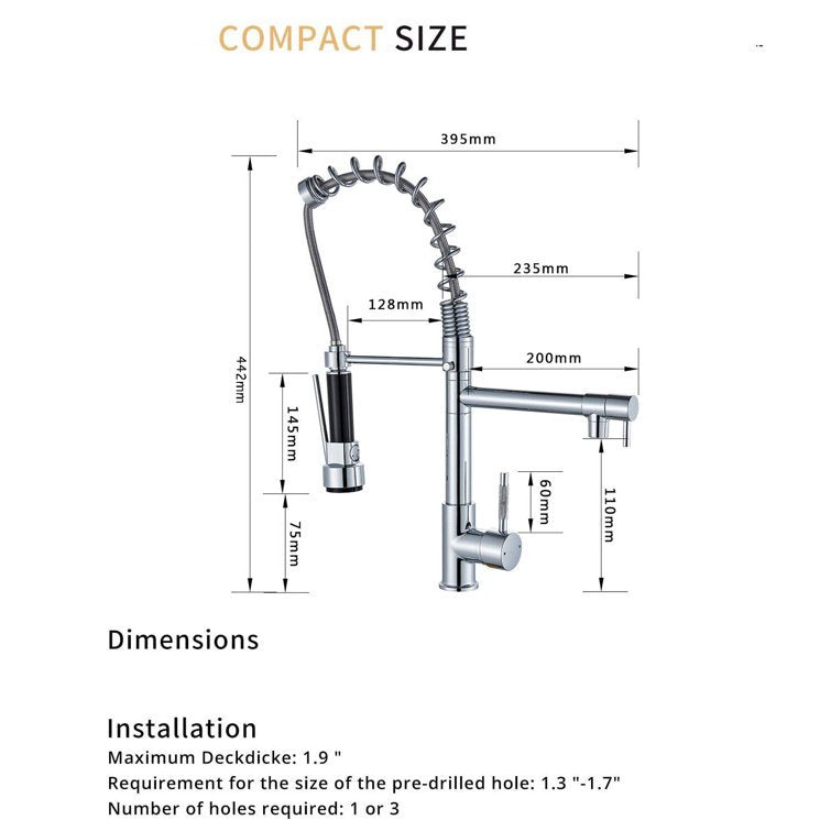 Kitchen Faucet Swivel Single Handle Sink Pull Down Sprayer Mixer Tap image 11