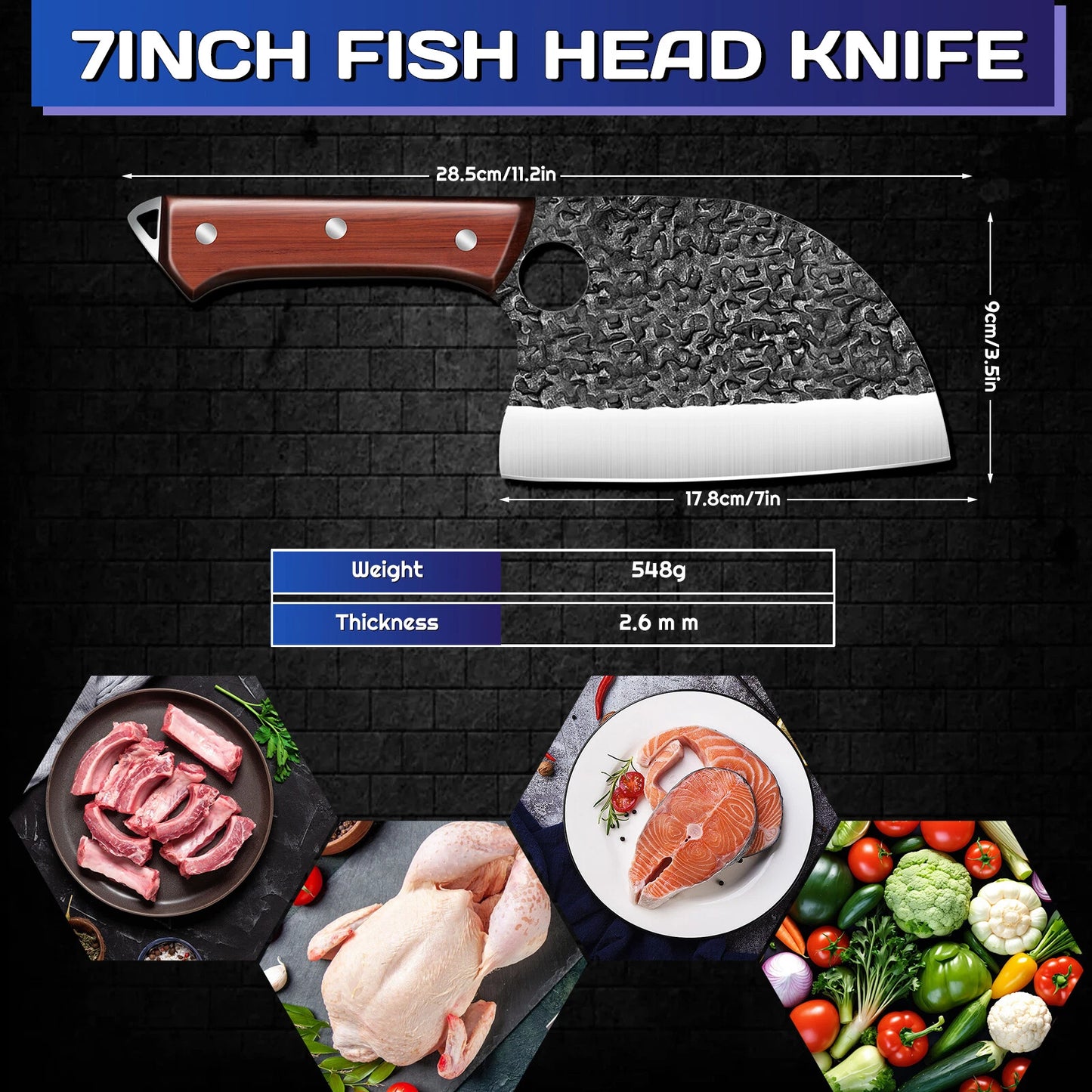 Hand Forged Serbian Meat & Vegetable Cleaver Knife image 6