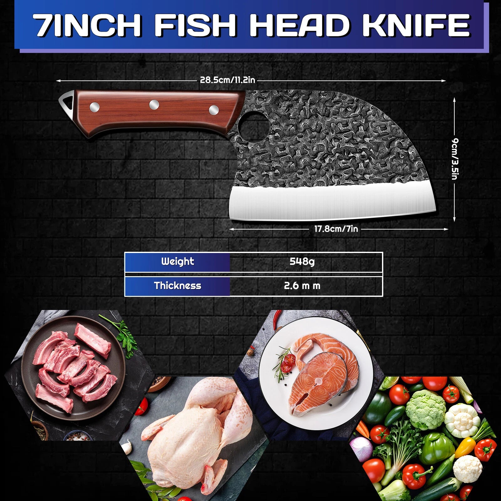 Hand Forged Serbian Meat & Vegetable Cleaver Knife image 6