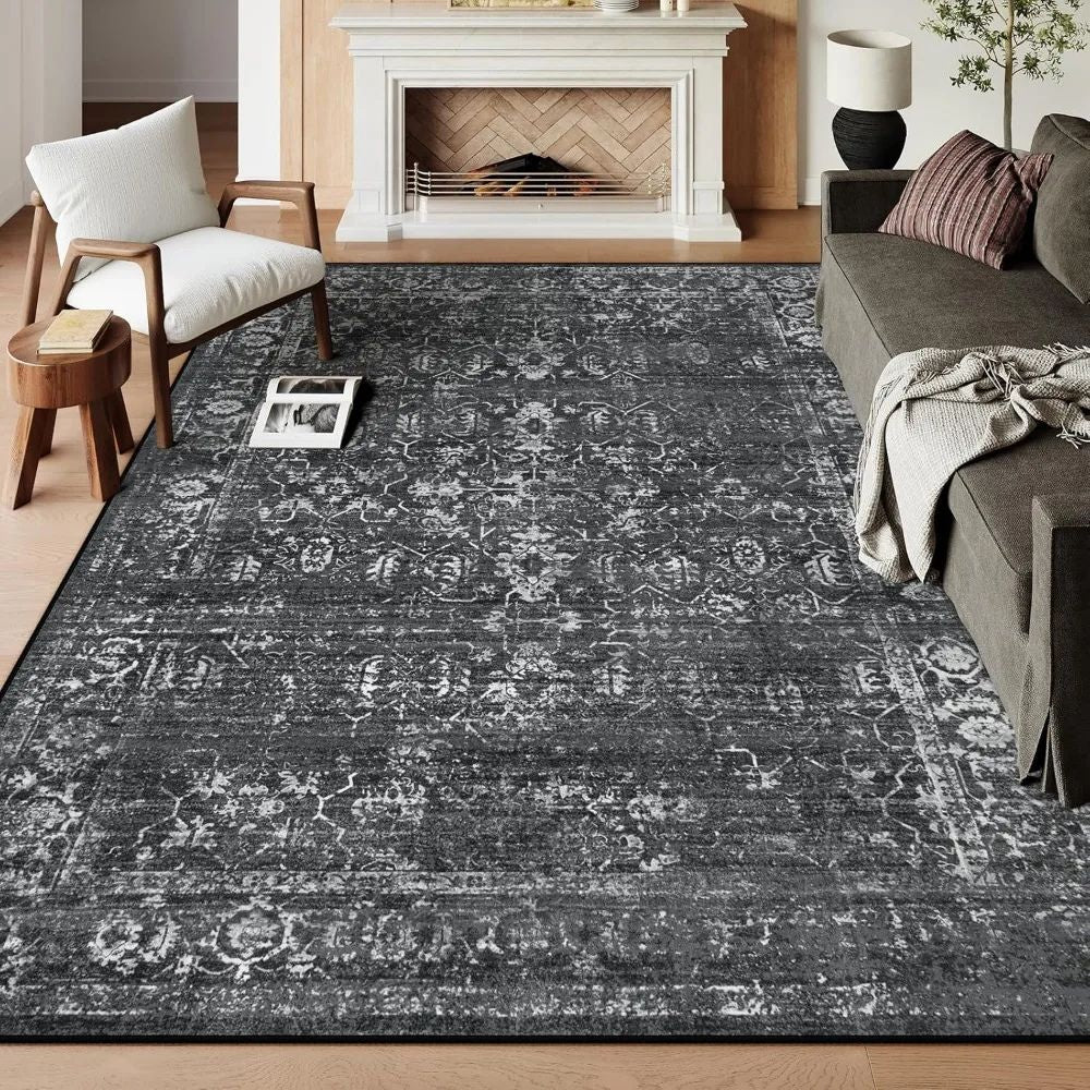 9'x12' Area Rug for Living Room – Soft Low Pile Washable Boho Distressed Carpet