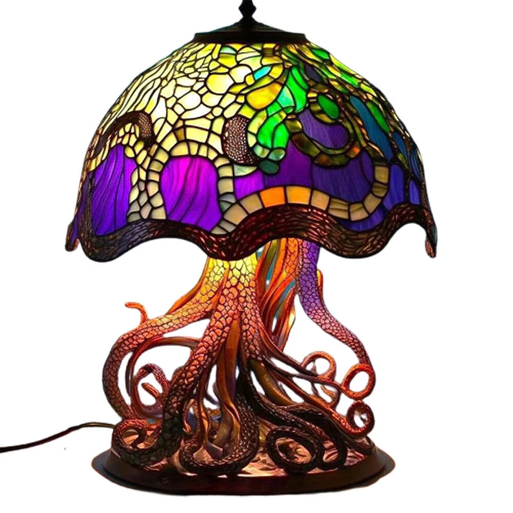 Stained Glass Plant Series Table Lamp - Octopus image