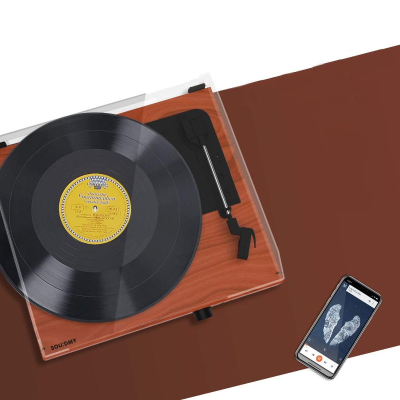 Portable Wooden Retro Bluetooth Vinyl Record Player image 2