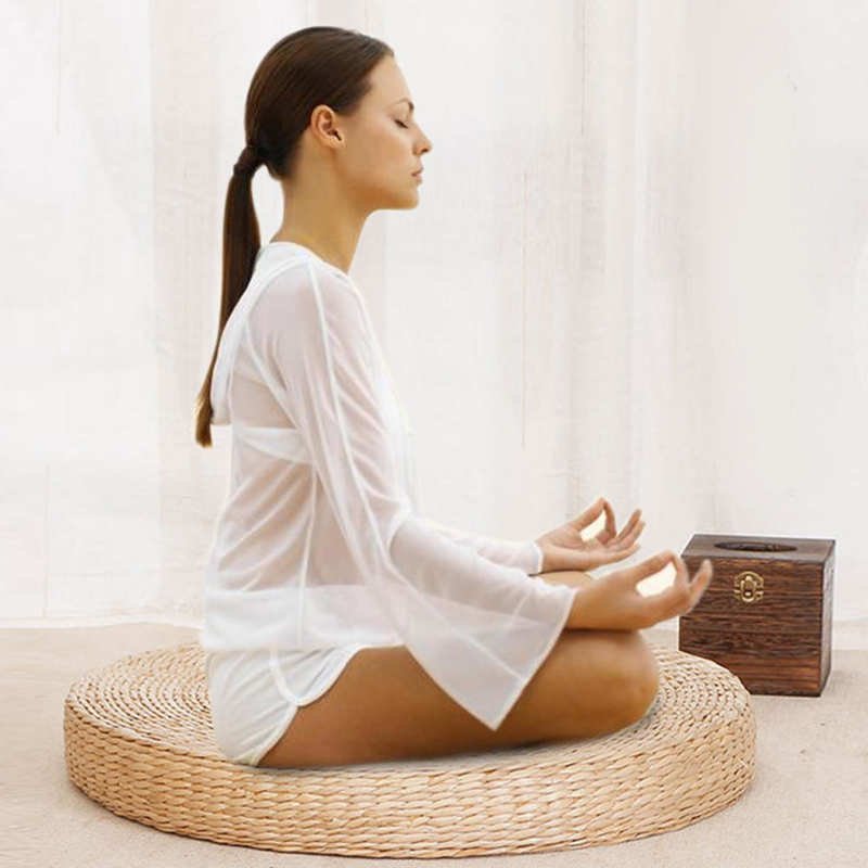 Natural Round Meditation Floor Pillow Cushion image 0