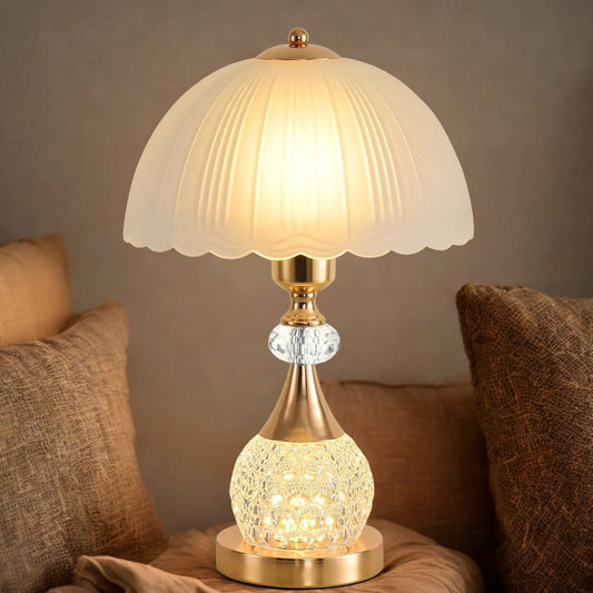 Bedside Table Lamp with Petal Crystal Design – Luxury Push Button Switch