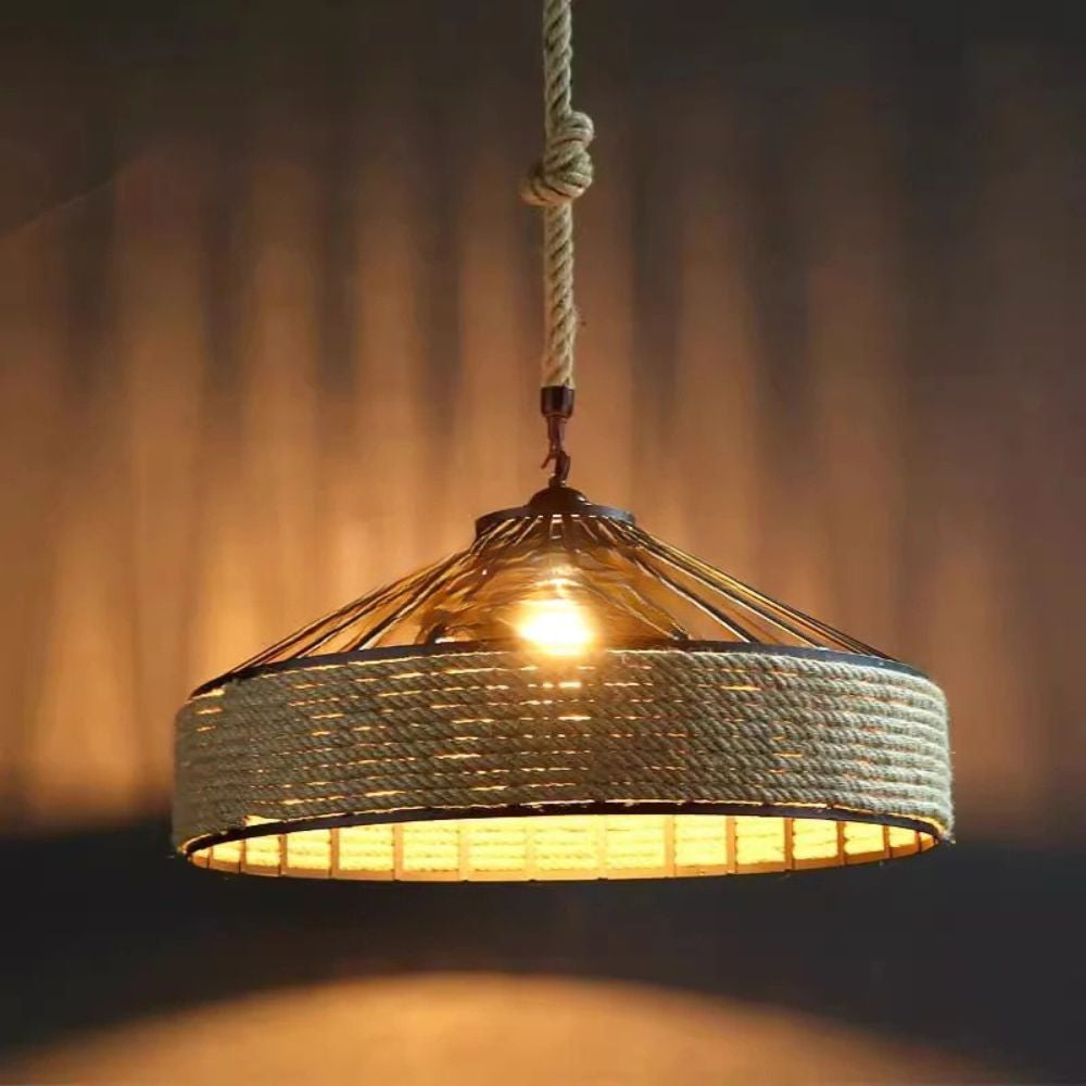 Classical Hemp Rope Pendant Light – Retro Industrial Hanging Lamp for Dining Room