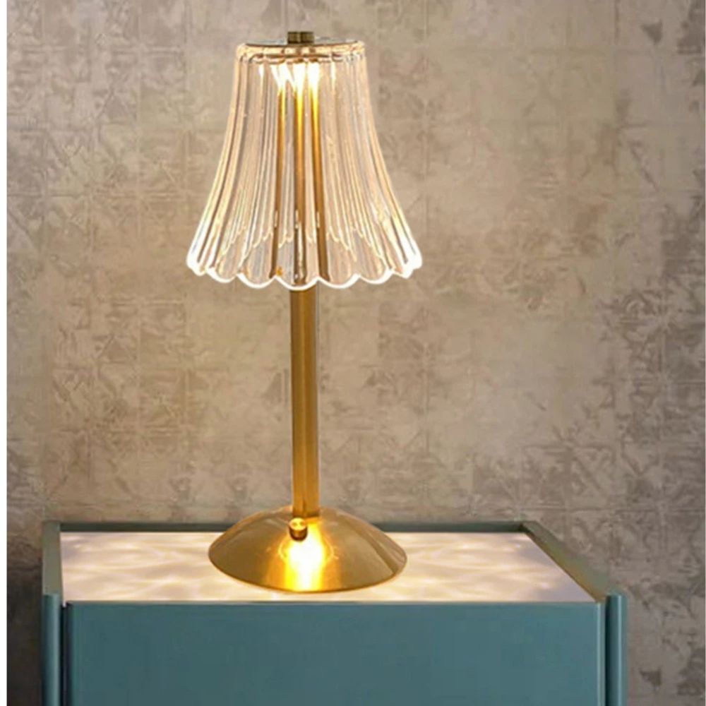 Cordless Crystal Table Lamp – Rechargeable 3-Color Touch Dimmable Desk Light