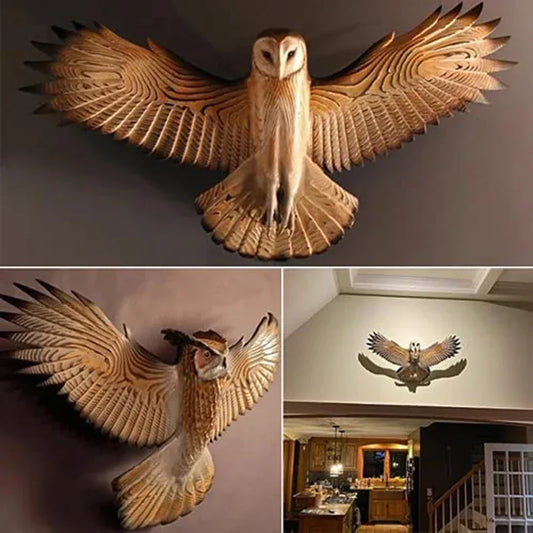 Flying Owl Wall Sculpture – Handcrafted Resin Statement Art