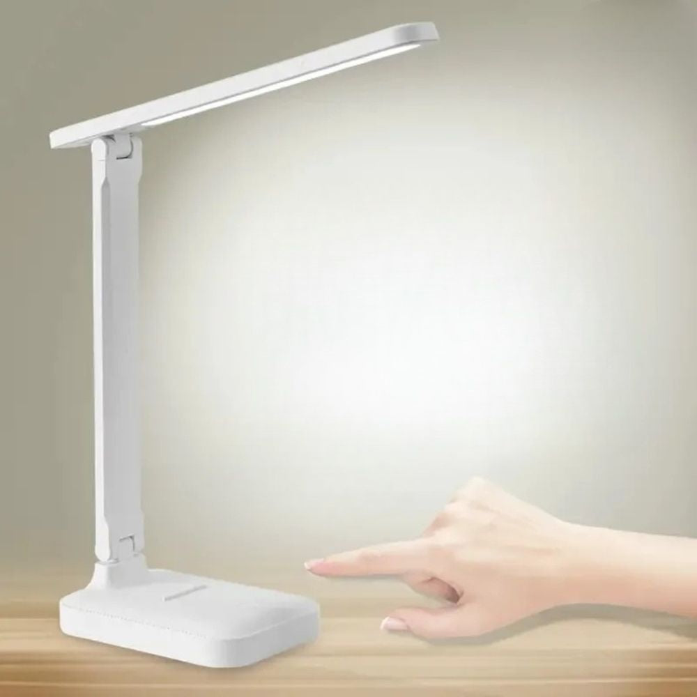 LED Folding Desk Lamp – Touch Switch White Dimmable Night Light for Bedroom & Office