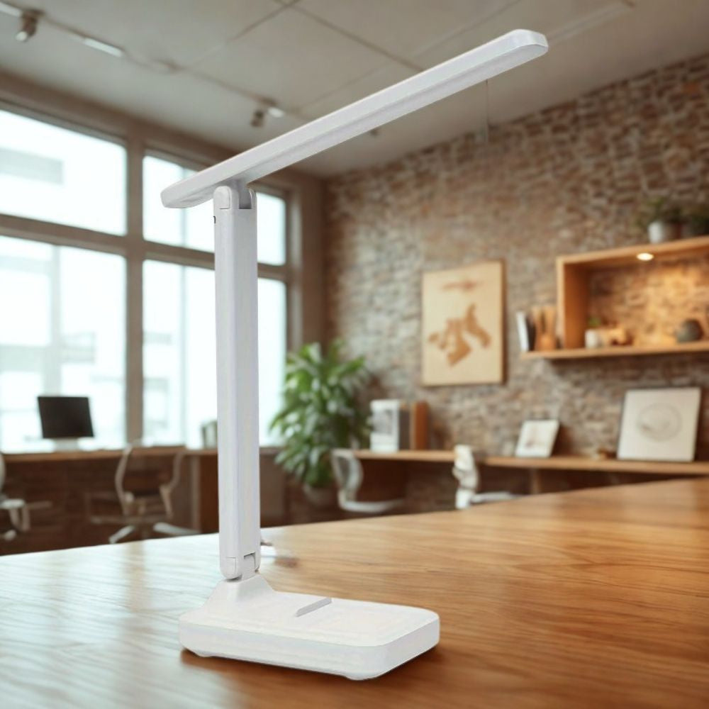 LED Folding Desk Lamp – Touch Switch White Dimmable Night Light for Bedroom & Office