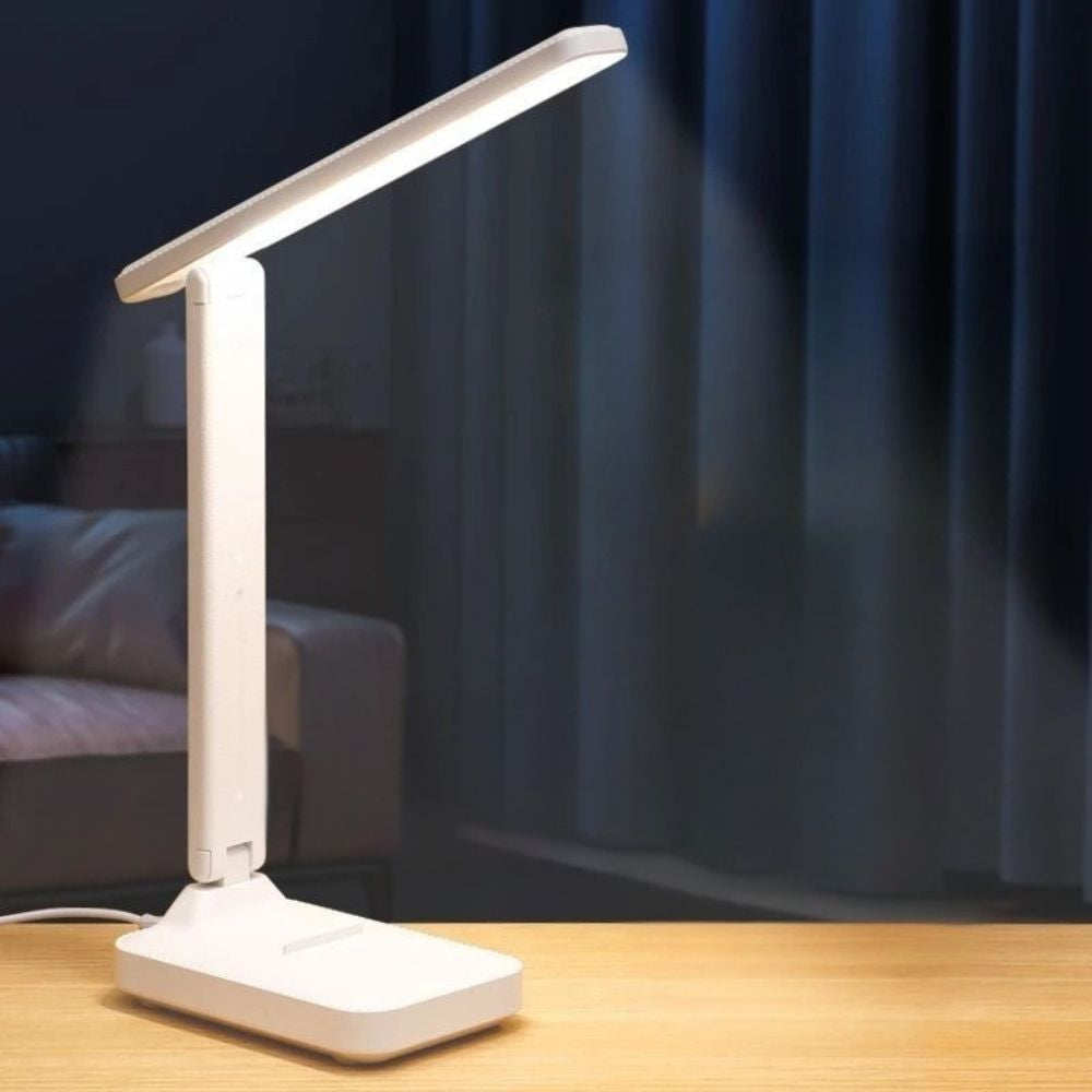 LED Folding Desk Lamp – Touch Switch White Dimmable Night Light for Bedroom & Office
