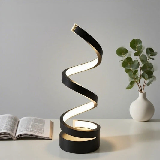 LED Spiral Table Lamp – Adjustable Brightness Modern Bedside Light for Home & Office
