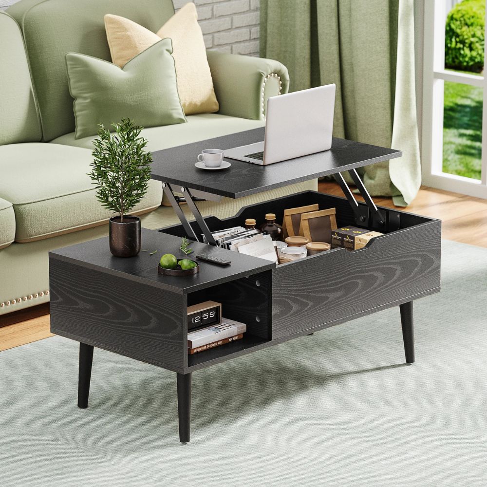 Lift Top Coffee Table with Adjustable Height & Hidden Storage for Living Room