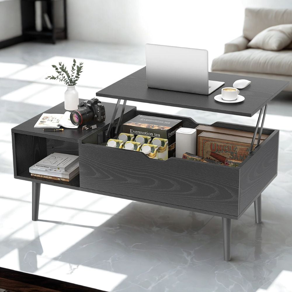 Lift Top Coffee Table with Adjustable Height & Hidden Storage for Living Room