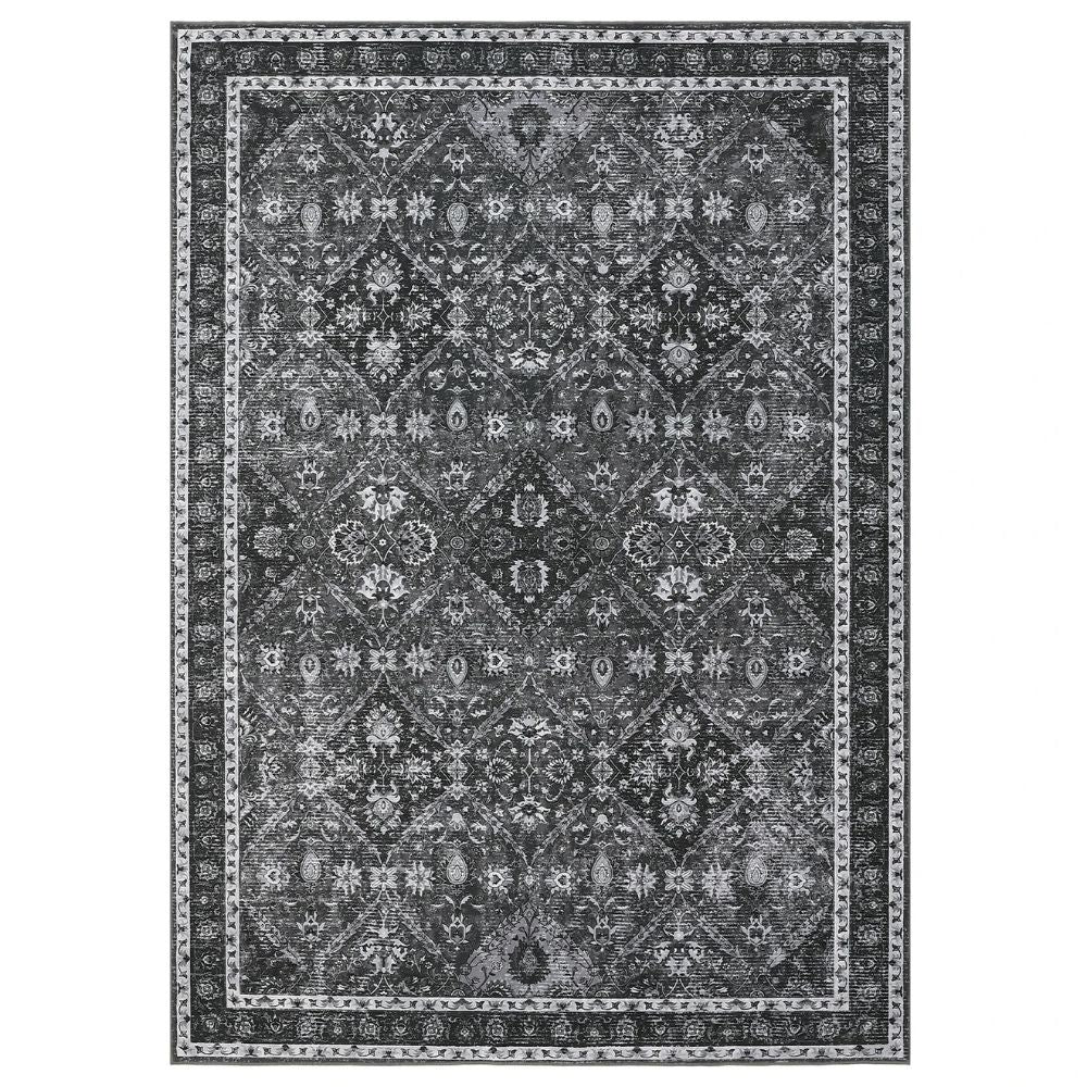 Machine Washable Moroccan Area Rug – Non-Slip, Low-Pile Vintage Living Room Carpet