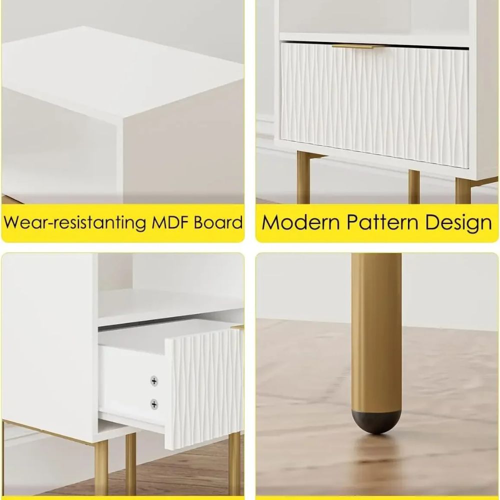 Modern Bedside Table with Storage Drawer & Open Shelf – Stylish Nightstand for Bedroom & Living Room