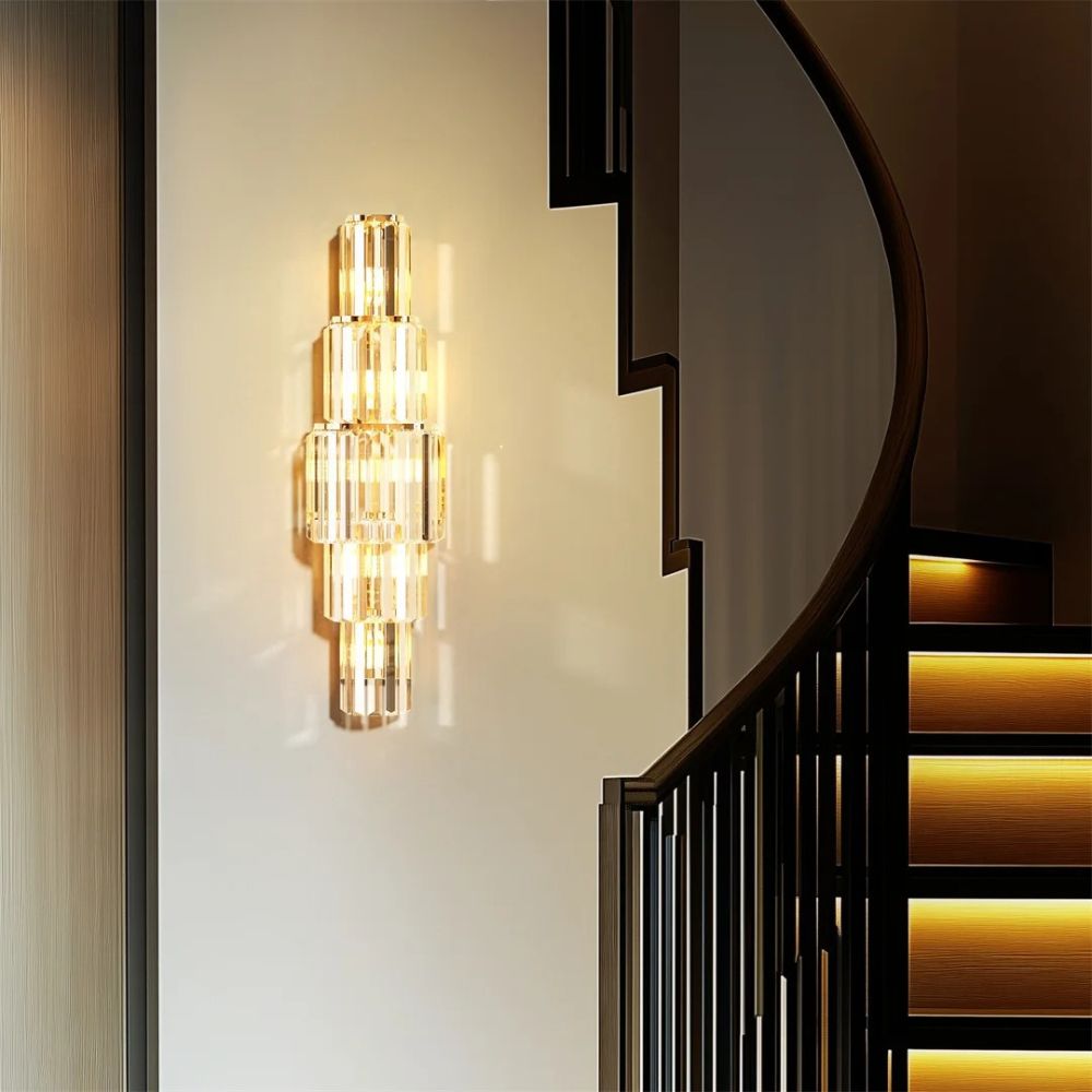 Modern Crystal Wall Lamp – 3-Layer Luxury Crystal Sconce with E14 LED Lights