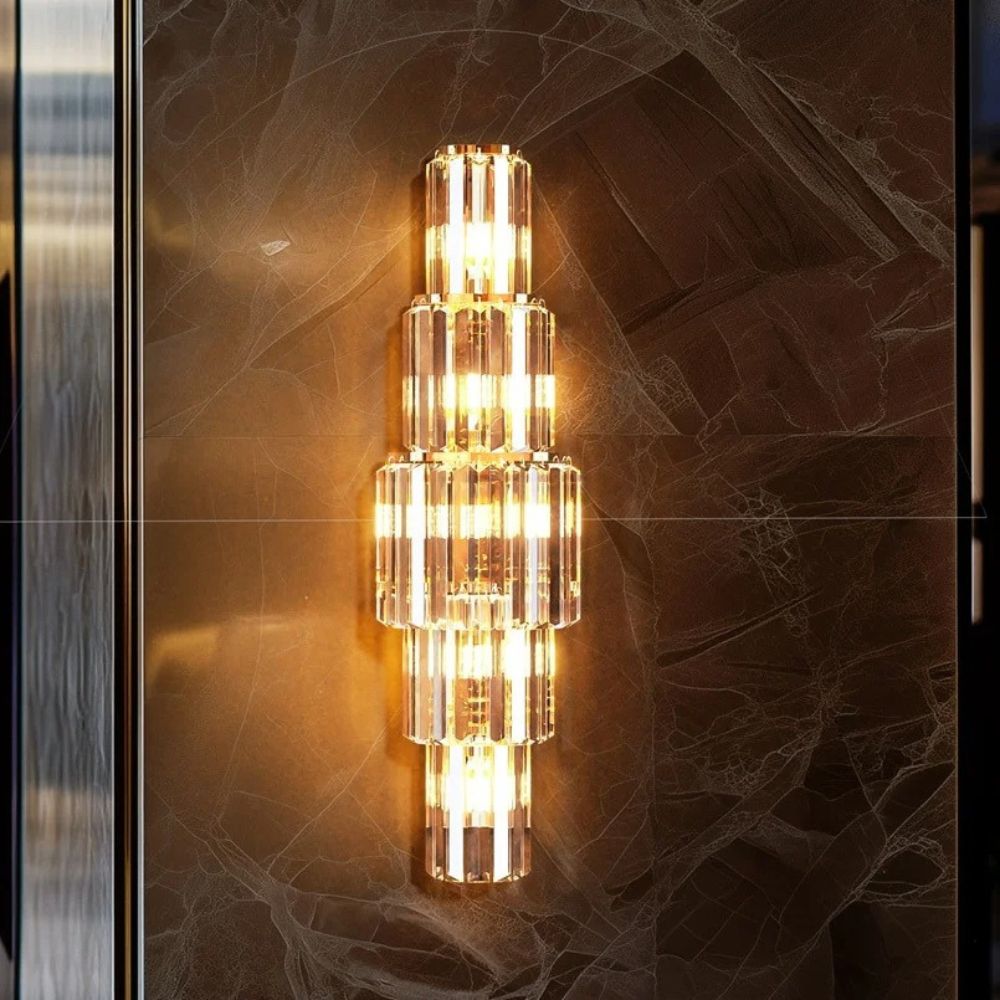 Modern Crystal Wall Lamp – 3-Layer Luxury Crystal Sconce with E14 LED Lights