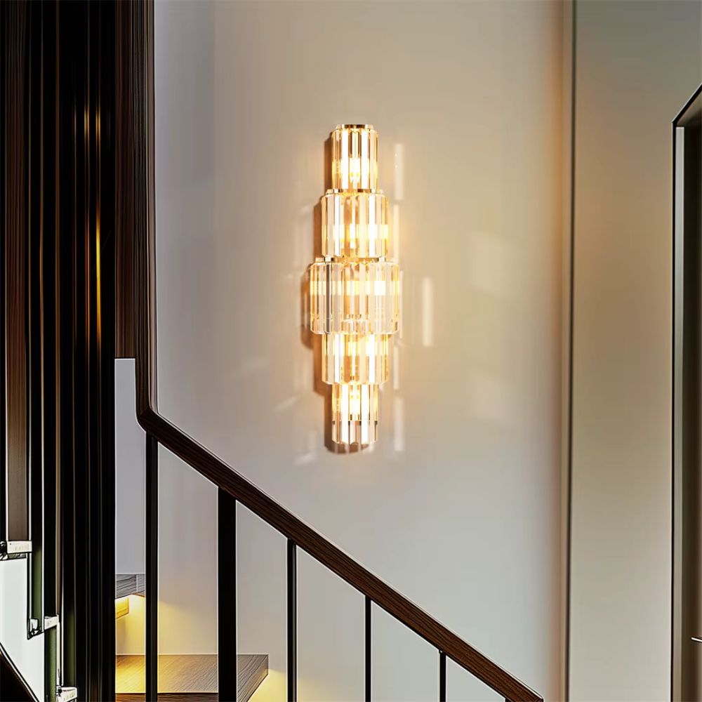 Modern Crystal Wall Lamp – 3-Layer Luxury Crystal Sconce with E14 LED Lights