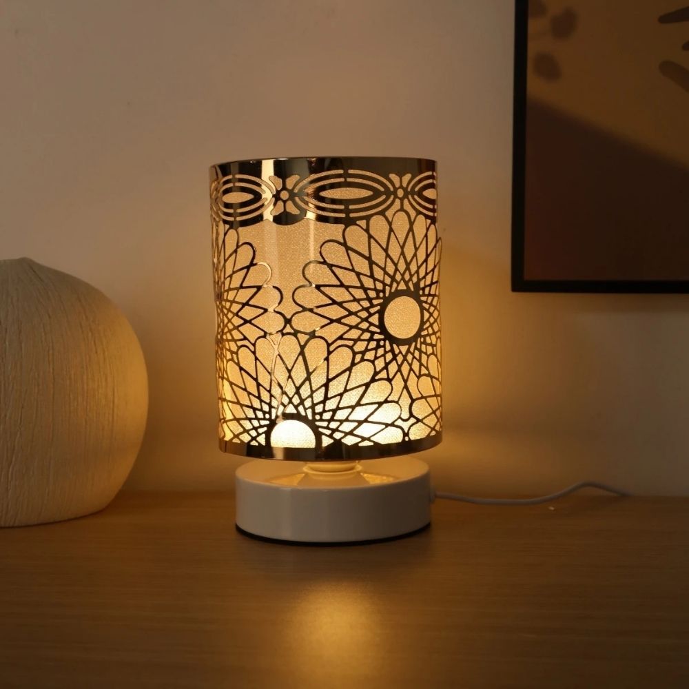 Modern Hollow Pattern Night Lamp – Warm Light for Bedroom & Living Room