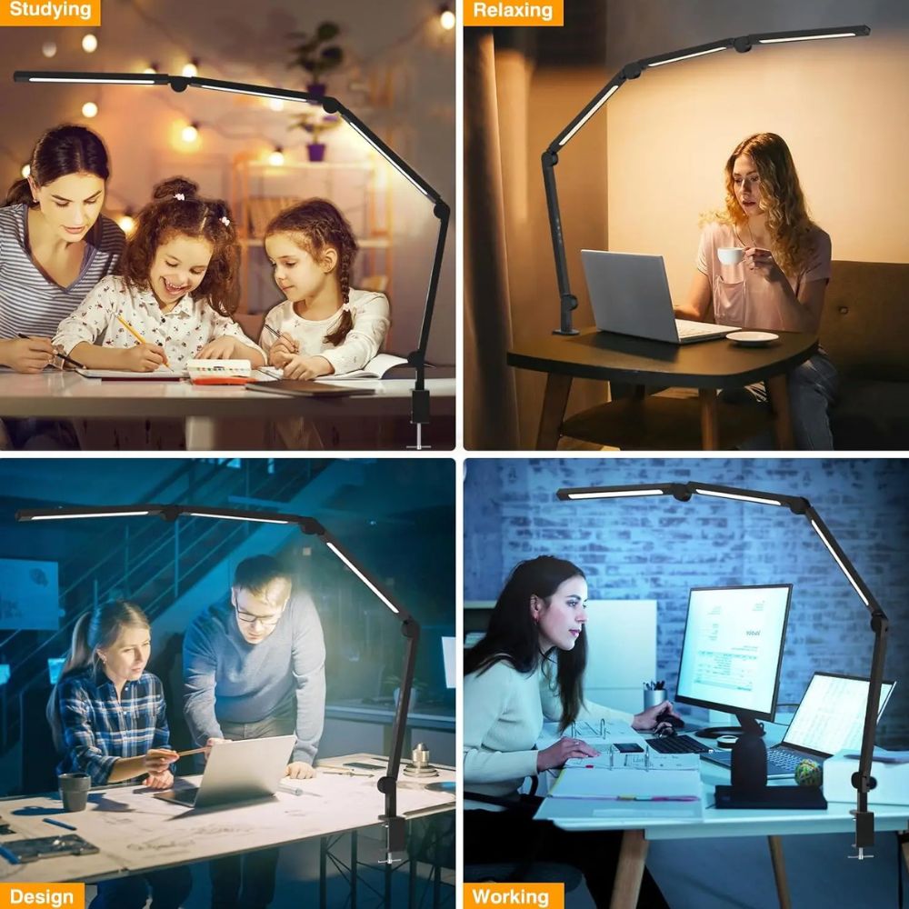 Multi-Angle Adjustable LED Desk Lamp – Space-Saving Foldable Clamp Light