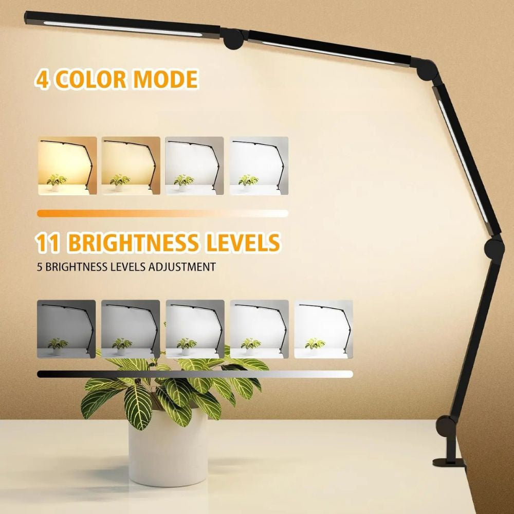 Multi-Angle Adjustable LED Desk Lamp – Space-Saving Foldable Clamp Light