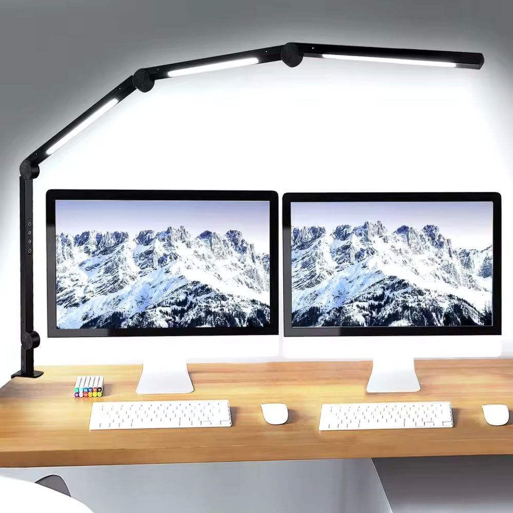 Multi-Angle Adjustable LED Desk Lamp – Space-Saving Foldable Clamp Light