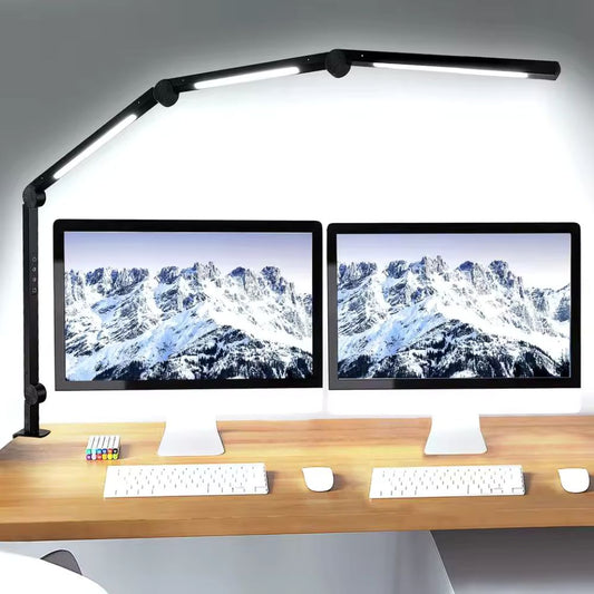 Multi-Angle Adjustable LED Desk Lamp – Space-Saving Foldable Clamp Light