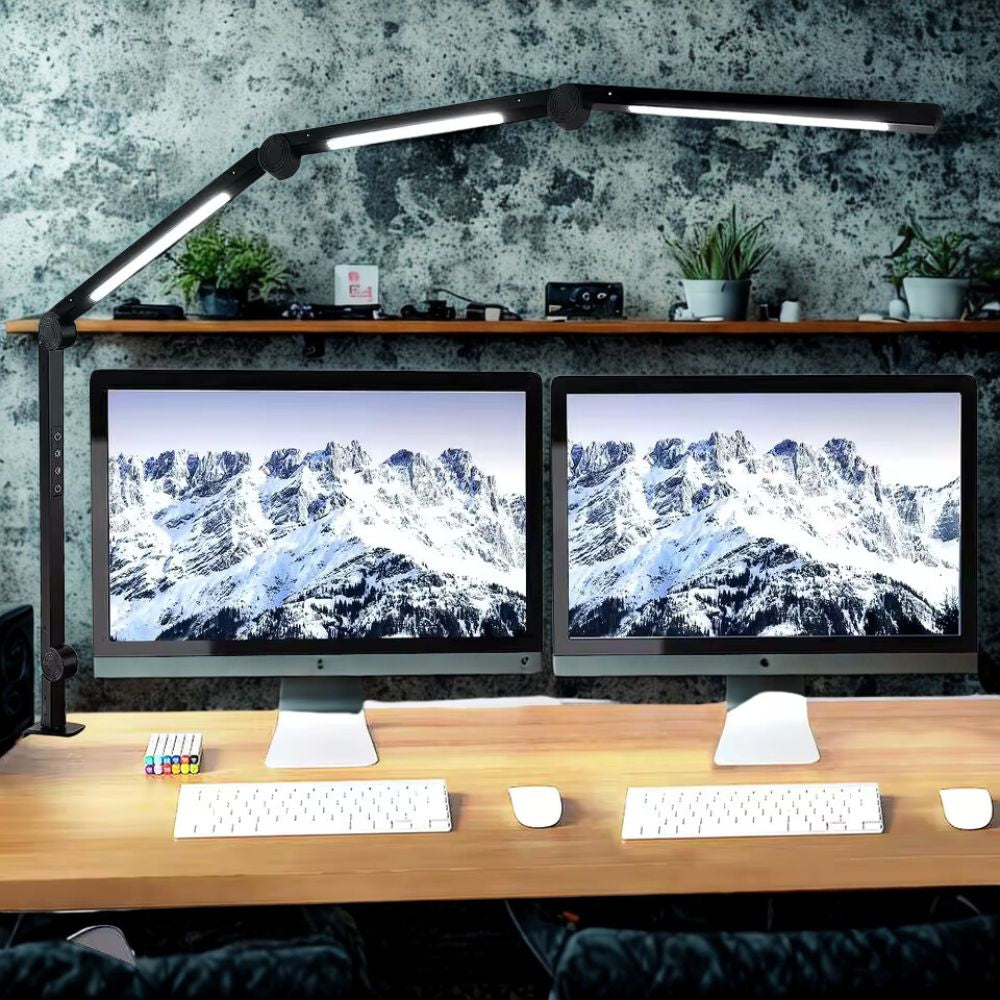 Multi-Angle Adjustable LED Desk Lamp – Space-Saving Foldable Clamp Light
