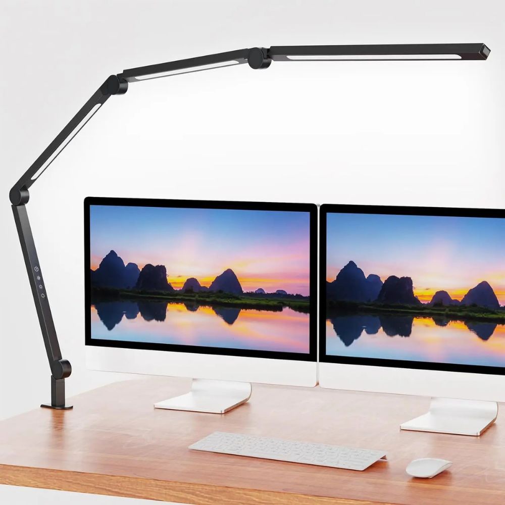Multi-Angle Adjustable LED Desk Lamp – Space-Saving Foldable Clamp Light