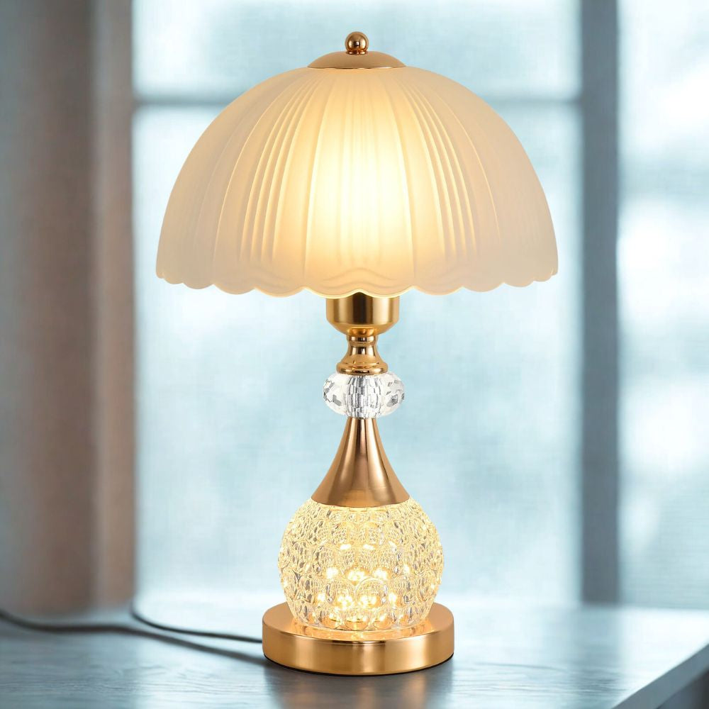 Bedside Table Lamp with Petal Crystal Design – Luxury Push Button Switch