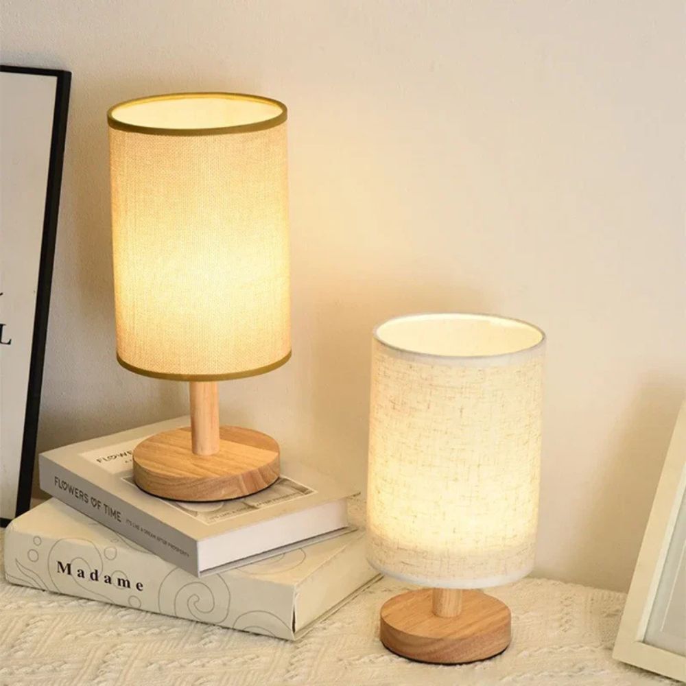 Soft Ambient LED Bedside Lamp with Linen Shade – USB Powered