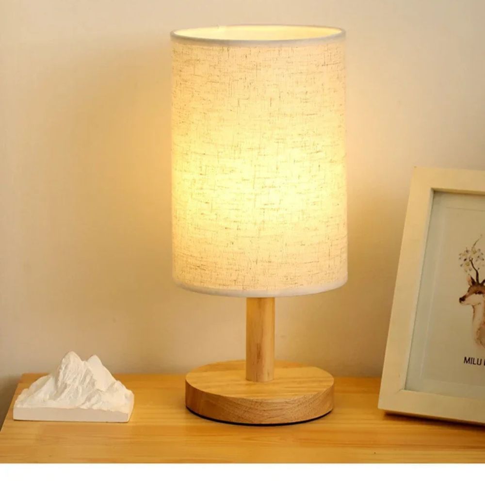 Soft Ambient LED Bedside Lamp with Linen Shade – USB Powered