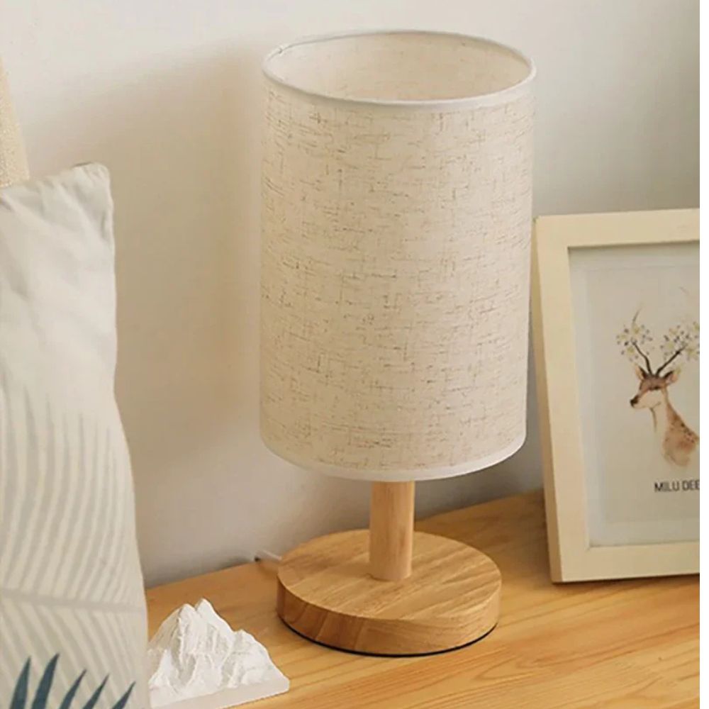 Soft Ambient LED Bedside Lamp with Linen Shade – USB Powered