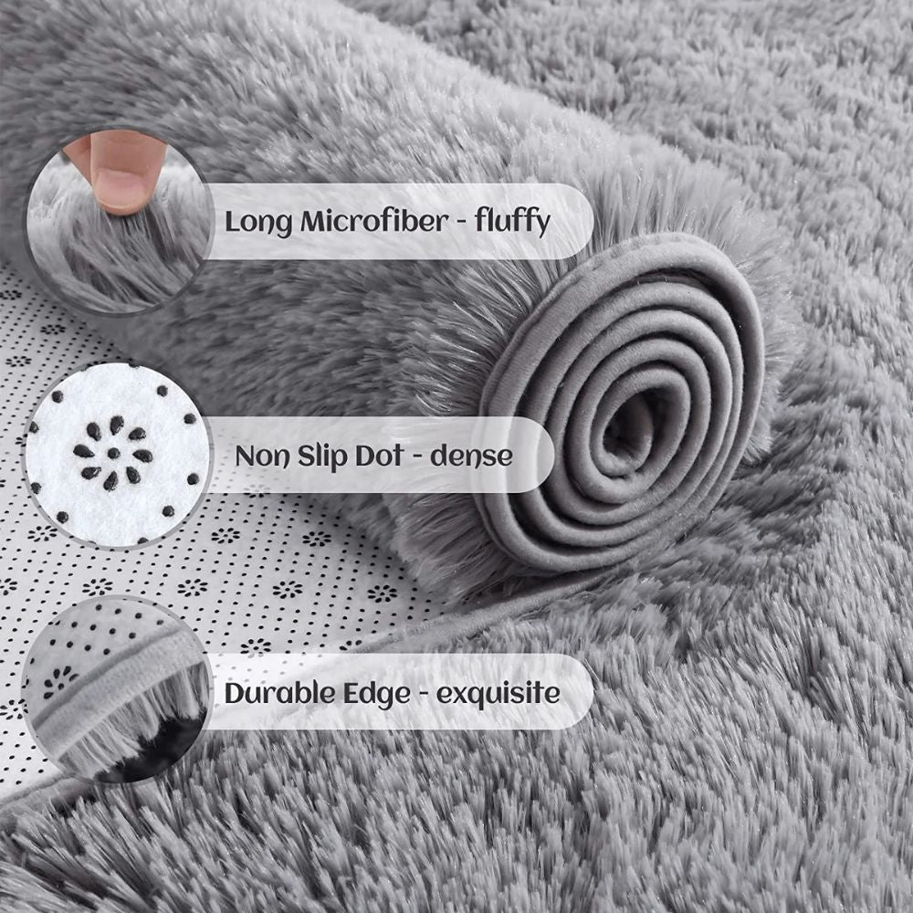 Soft Fluffy Area Rug for Bedroom – Tie-Dyed Shaggy Non-Slip Plush Carpet for Living Room & Bedside