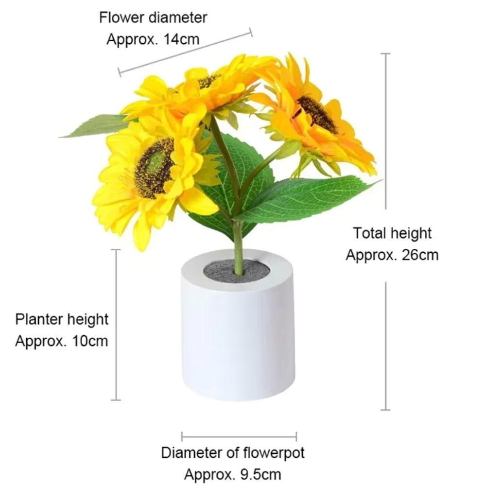 USB Rechargeable Sunflower Lamp – Warm Light Bedside & Desktop