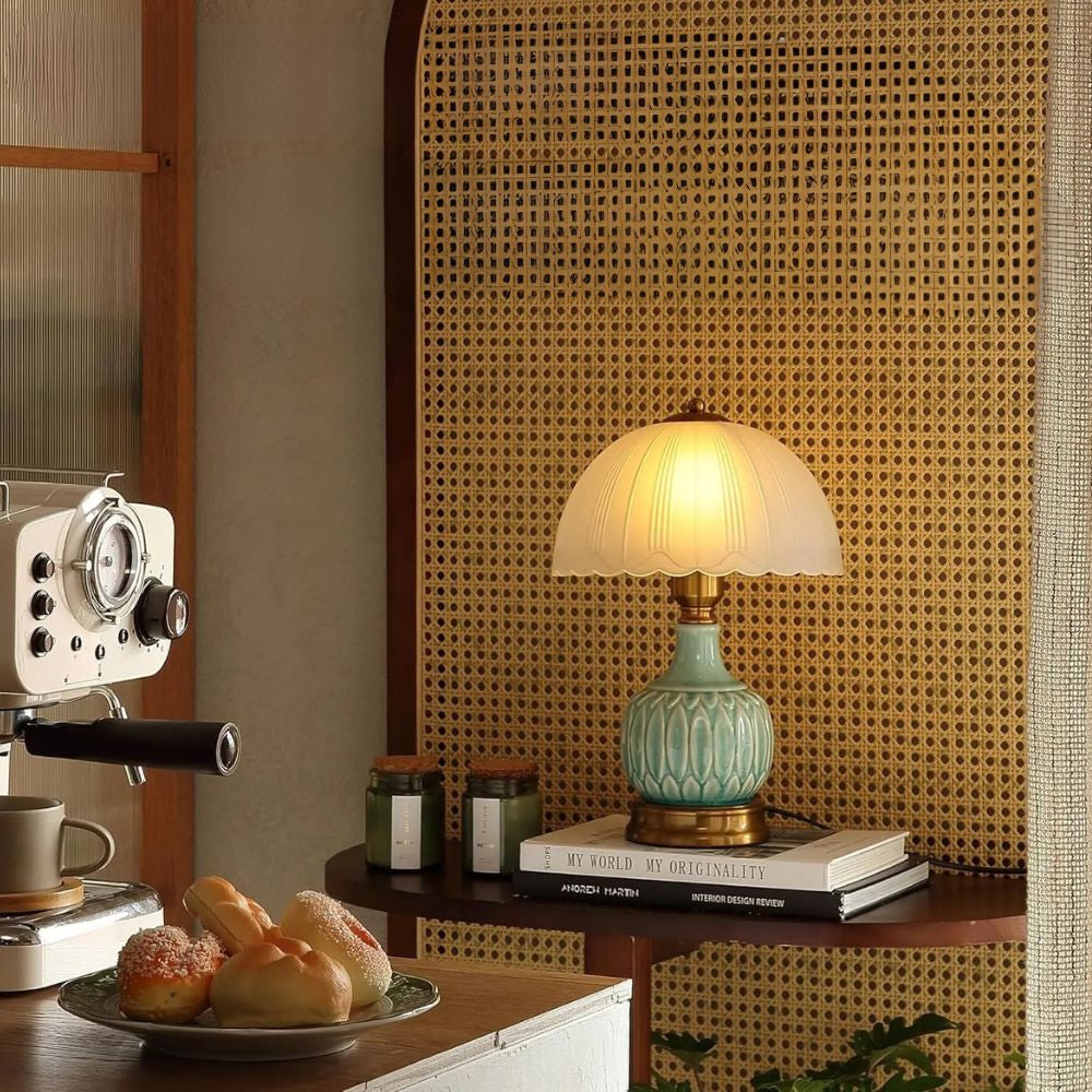 Vintage Ceramic Table Lamp with 3-Level Brightness for Bedroom or Living Room