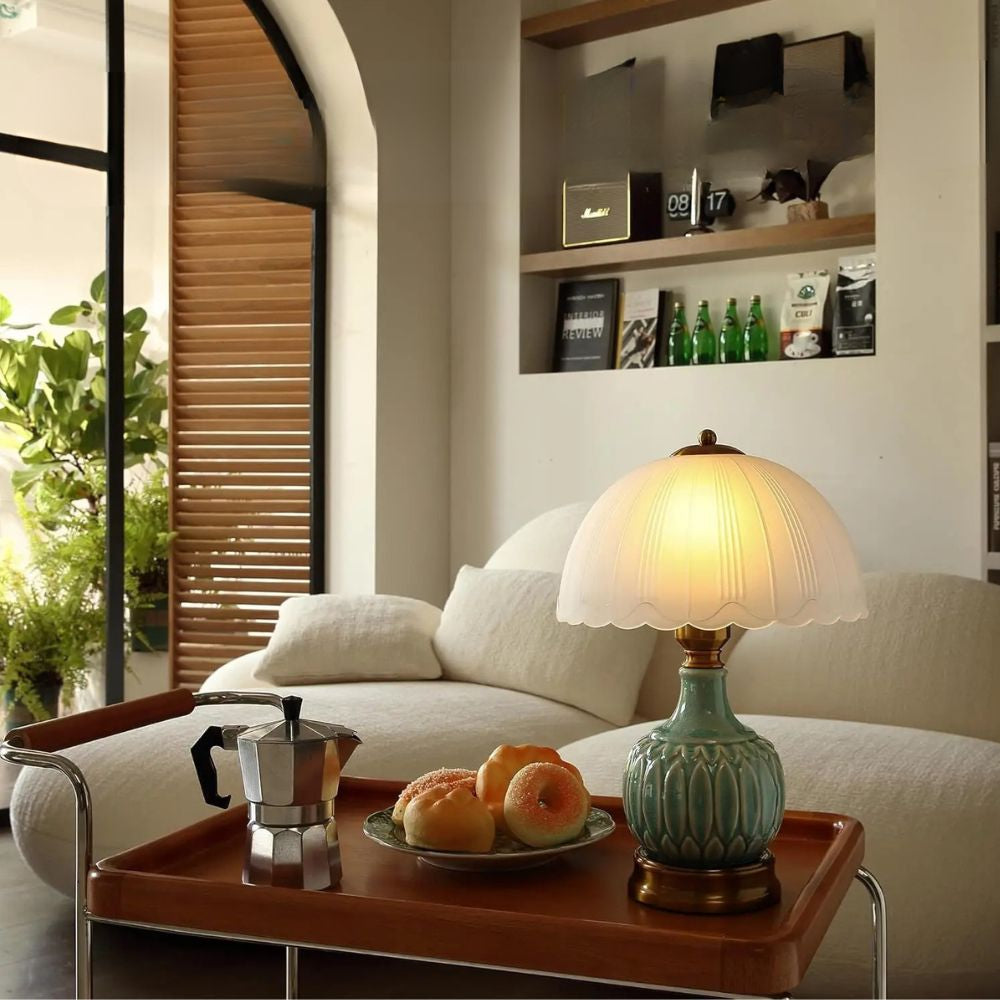 Vintage Ceramic Table Lamp with 3-Level Brightness for Bedroom or Living Room