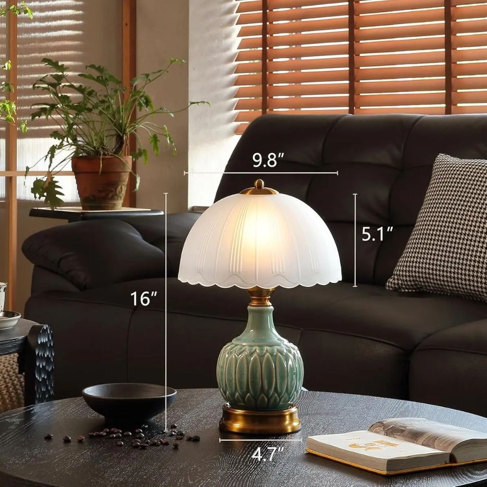 Vintage Ceramic Table Lamp with 3-Level Brightness for Bedroom or Living Room