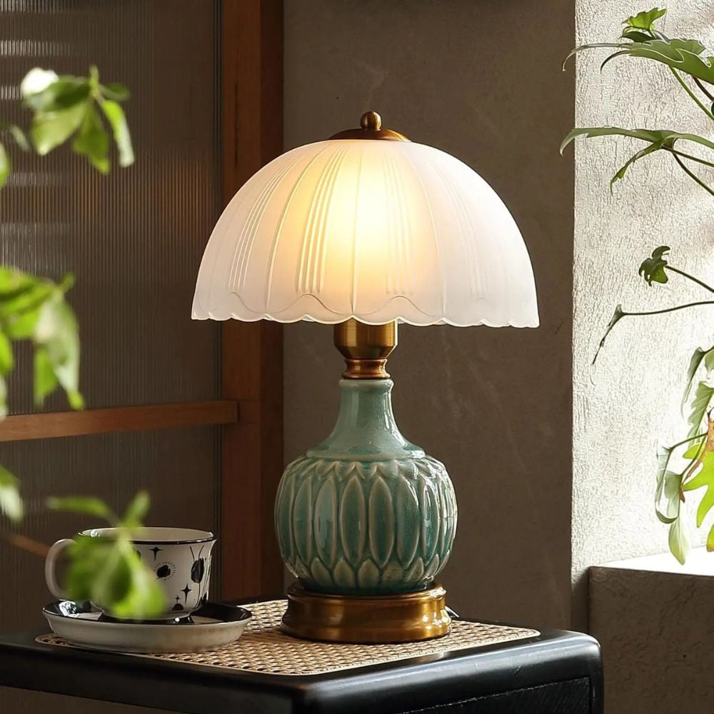 Vintage Ceramic Table Lamp with 3-Level Brightness for Bedroom or Living Room
