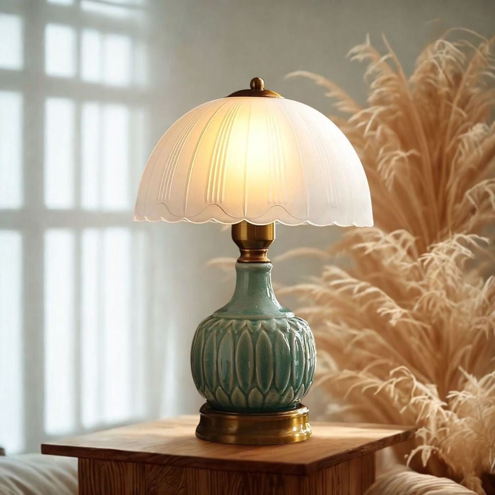 Vintage Ceramic Table Lamp with 3-Level Brightness for Bedroom or Living Room