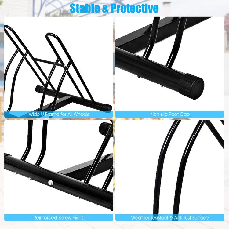 Bike Stand Cycling Rack Floor Storage Organizer for 2-Bicycle image 6
