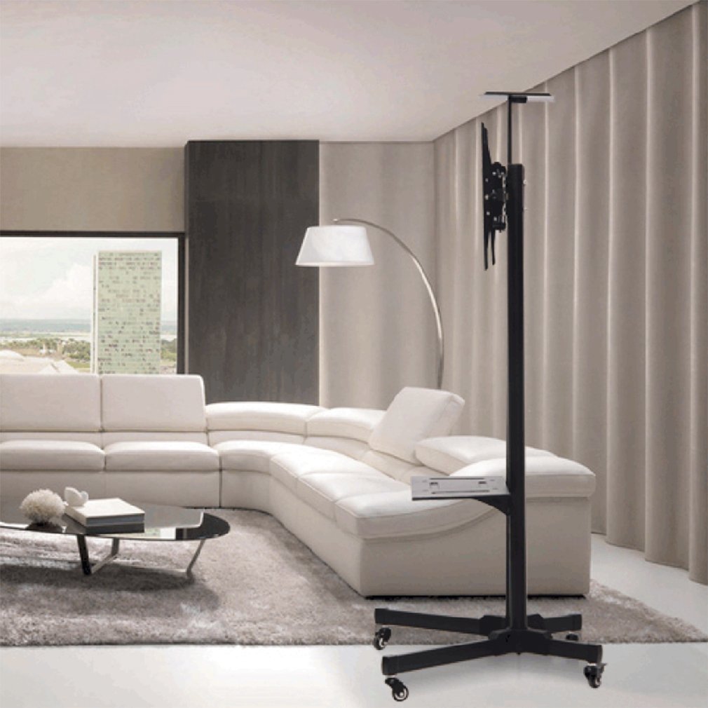 Premium Adjustable Universal Rolling Swivel TV Stand Cart image 4