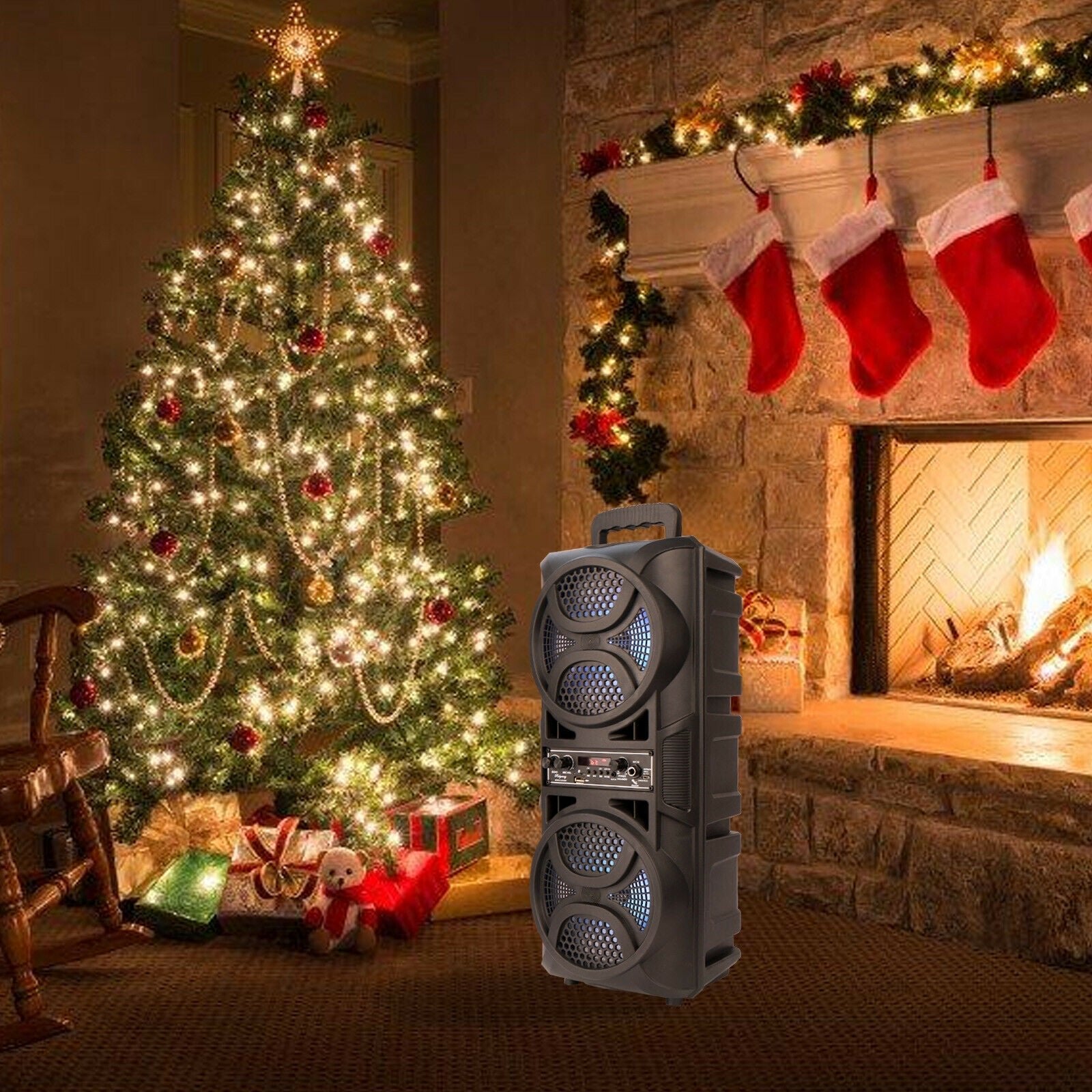 Portable Compact Dual DJ Bluetooth Party Box Speaker With Lights image 3