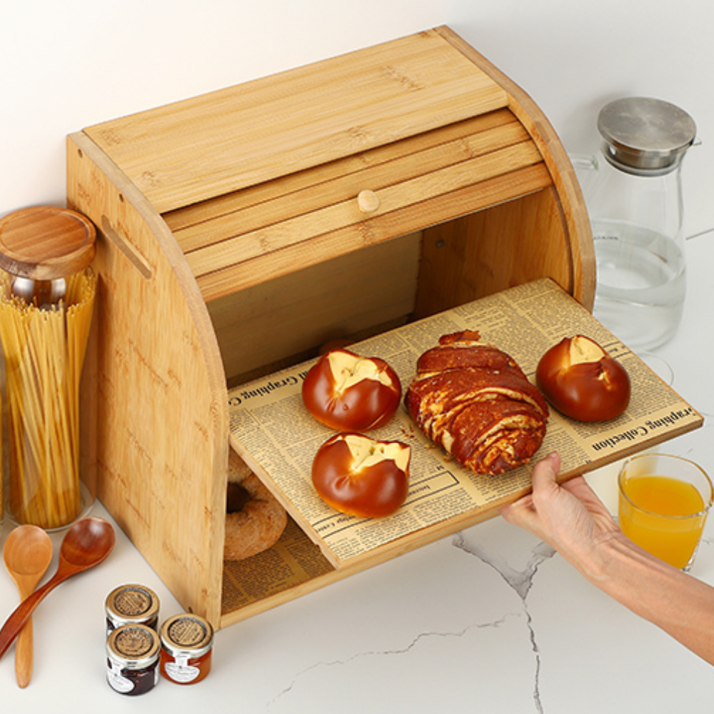 Large Modern Countertop Wooden Bread Storage Box image 4