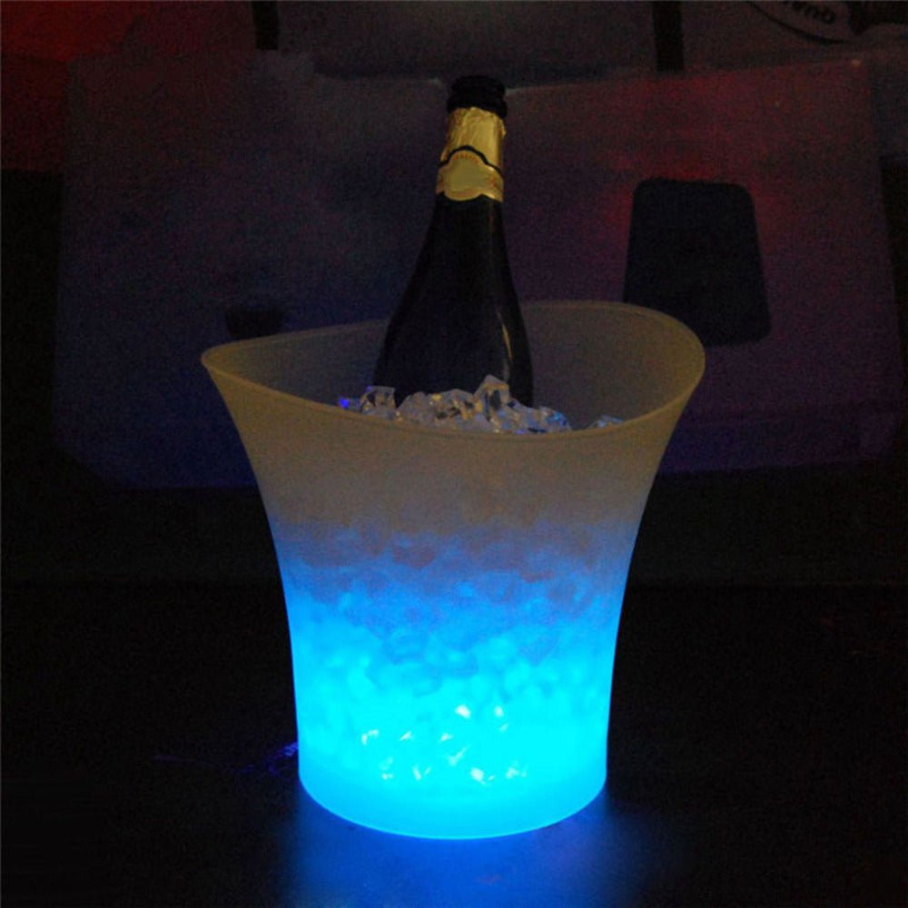 LED Insulated Champagne Ice Chiller Bucket - Blue image