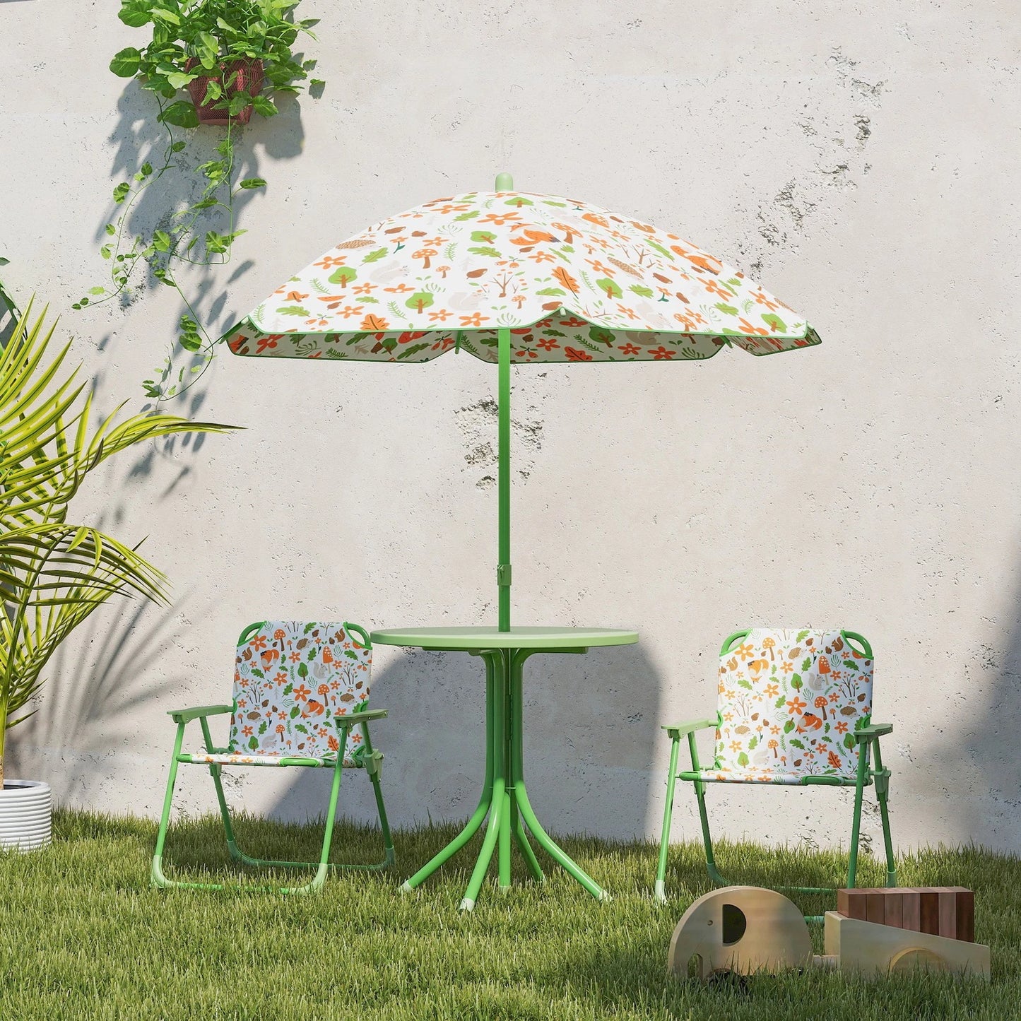Kids Outdoor Picnic Bench Table Set With Umbrella image 3