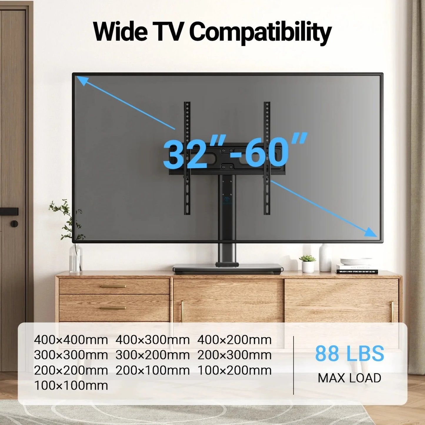 Universal Swivel Tabletop TV Stand Fits 32" to 60" image 2