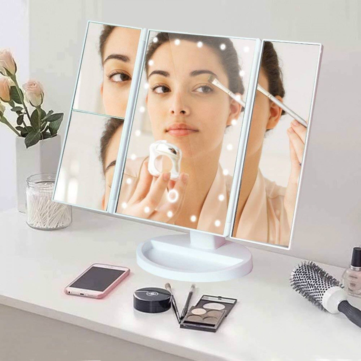 Lighted Makeup Mirror Smart Vanity Mirror With Lights 10X Magnifying image 0