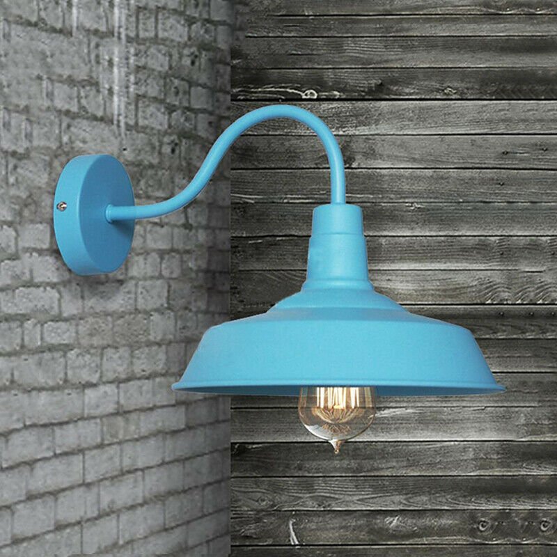 Outdoor Farmhouse Gooseneck Barn Exterior Light Fixture - Blue image
